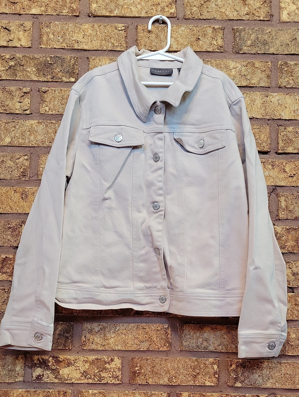 Relativity Light Beige Jean Jacket Size Medium Cotton Stretch